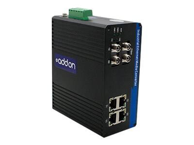Addon 4 10/100Base-Tx(Rj-45) To 2 100Base-Lx(Fc) Smf 1310Nm 20Km Industrial Media Converter Switch