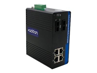Addon 4 10/100Base-Tx(Rj-45) To 2 100Base-Lx(Sc) Smf 1310Nm 20Km Industrial Media Converter Switch