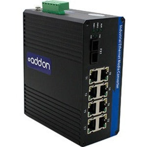 Addon 8 10/100/1000Base-Tx(Rj-45) To 1 1000Base-Lx(Sc) Smf 1310Nm 20Km Industrial Media Converter Switch