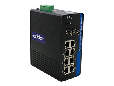 Addon 8 10/100/1000Base-Tx(Rj-45) To 2 1000Base-Bxd(St) Smf 1550Nmtx/1310Nmrx 20Km Industrial Media Converter Switch