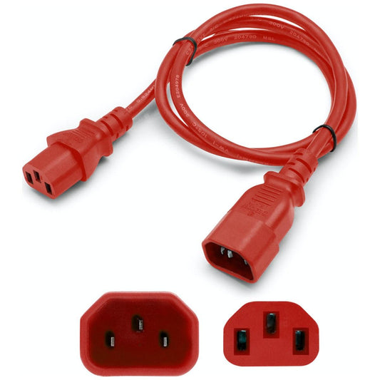 Addon Networks 6Ft Pwr Extn Cbl C14 C13 14Awg 15A Red 1.82 M C13 Coupler C14 Coupler