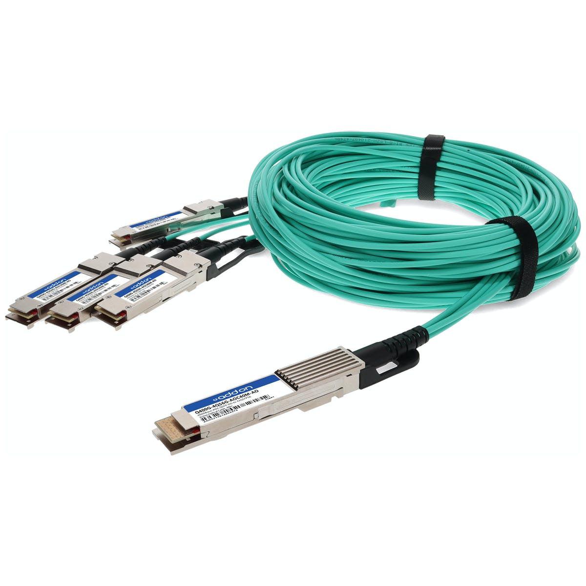 Addon Networks Q400G-4Q56G-Aoc40M-Ao Infiniband Cable 40 M Qsfp-Dd 4X Qsfp56 Turquoise