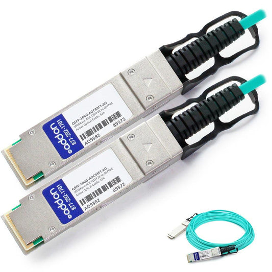 Addon Networks Qsfp-100G-Aoc93Ft-Ao Infiniband Cable 28.3 M Qsfp28 Black, Cyan, Metallic