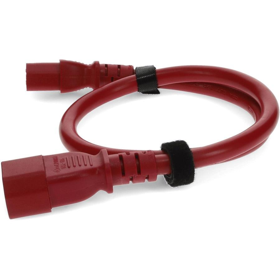 Addon Networks 6Ft C13 Female To C14 Male 18Awg 100-250V At 10A Red Power Cable