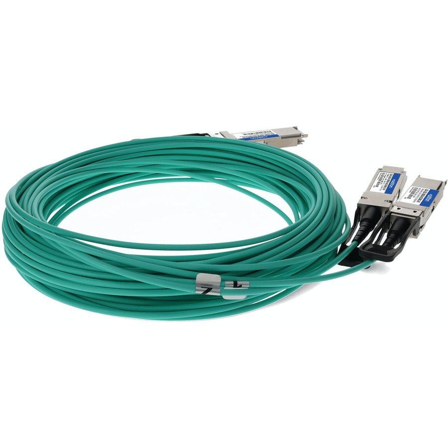 Addon Networks Q56-2Q56-200Gb-Aoc20Mlz-Ao Infiniband Cable 20 M Qsfp56 2Xqsfp56 Green, Grey
