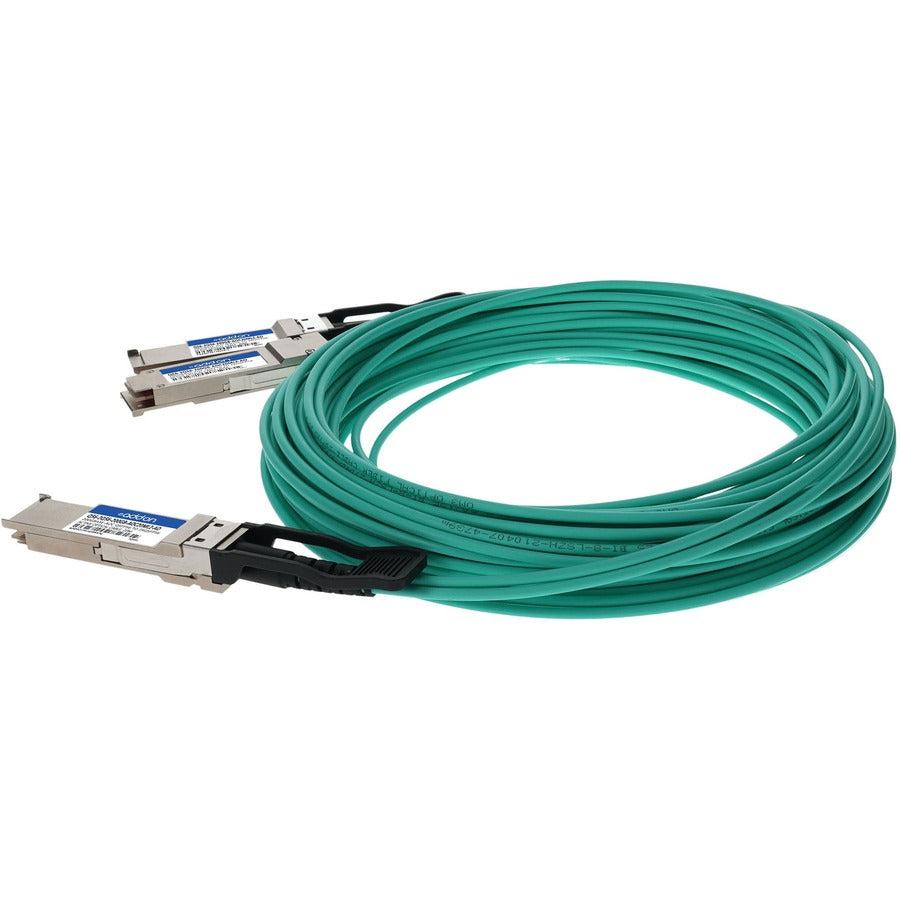 Addon Networks Q56-2Q56-200Gb-Aoc20Mlz-Ao Infiniband Cable 20 M Qsfp56 2Xqsfp56 Green, Grey