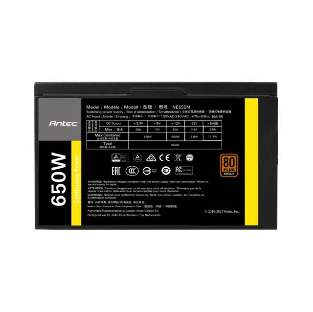 Antec Neoeco Modular Ne650M V2 Power Supply 650 Watts 80 Plus Bronze Certified With 120 Mm Silent Ne650M V2