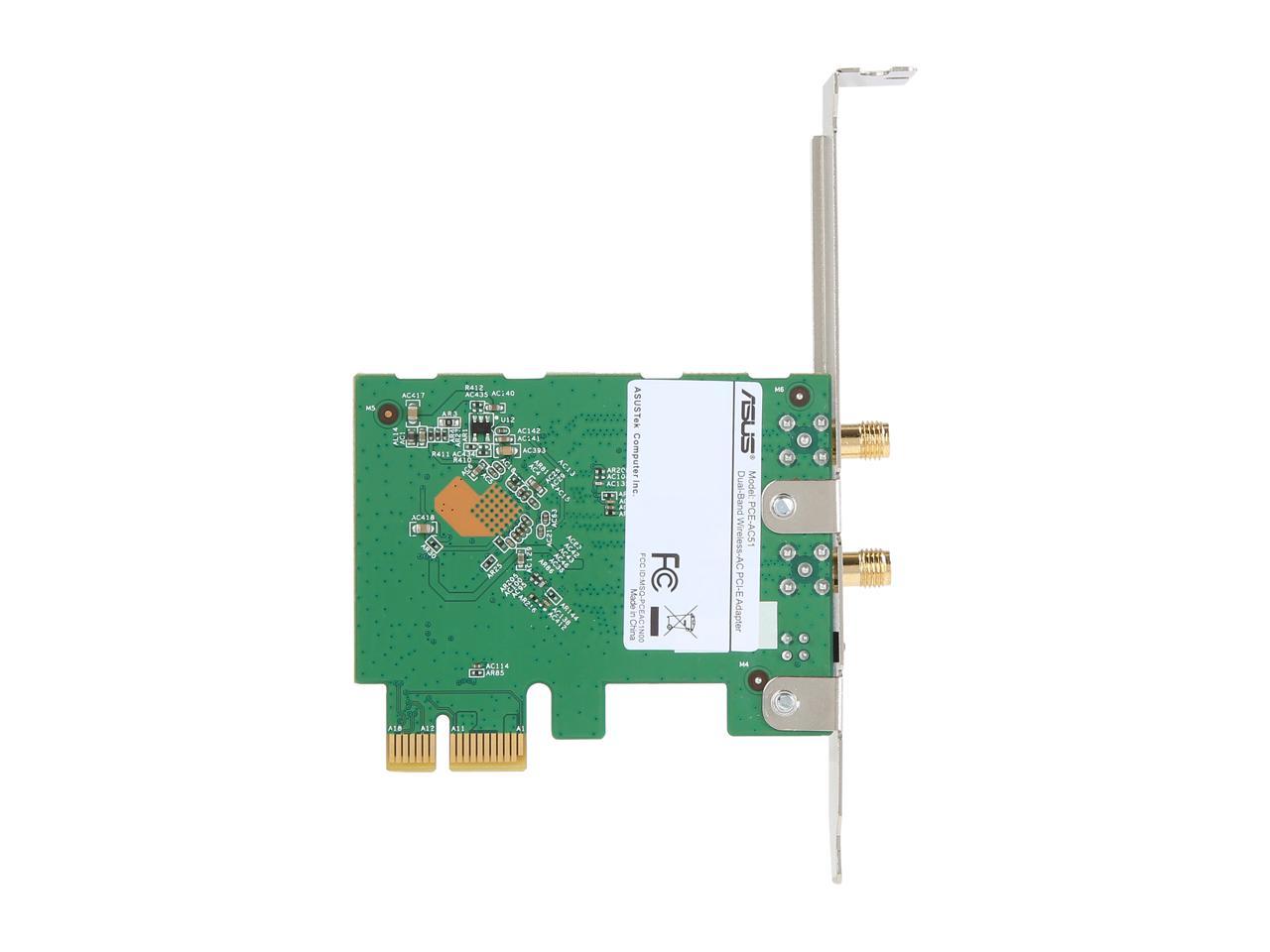 Asus Pce-Ac51 Wireless Ac750 Pcie Adapter Card For Dual-Band 2X2 802.11Ac Wifi