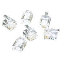 C2G Rj-11 6X4 Modular Plug For Flat Stranded Cable 100Pk Wire Connector Transparent