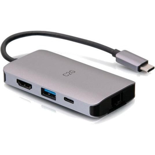 C2G Usb-C 4-In-1 Mini Dock With Hdmi, Usb-A, Ethernet, And Usb-C Power Delivery Up To 100W - 4K 30Hz
