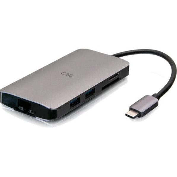 C2G Usb-C 8-In-1 Mini Dock With Hdmi, 2X Usb-A, Ethernet, Sd Card Reader, And Usb-C Power Delivery Up To 100W - 4K 30Hz
