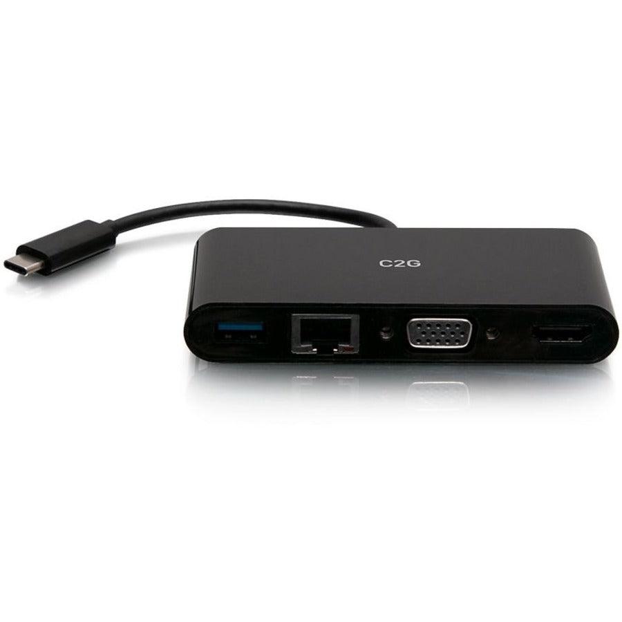 C2G Usb-C® To Hdmi®, Vga, Usb-A, And Rj45 Multiport Adapter - 4K 30Hz - Black
