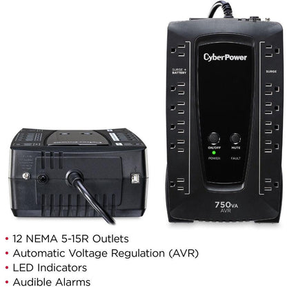 Cyberpower Avrg750U Uninterruptible Power Supply (Ups) 0.75 Kva 450 W 12 Ac Outlet(S)