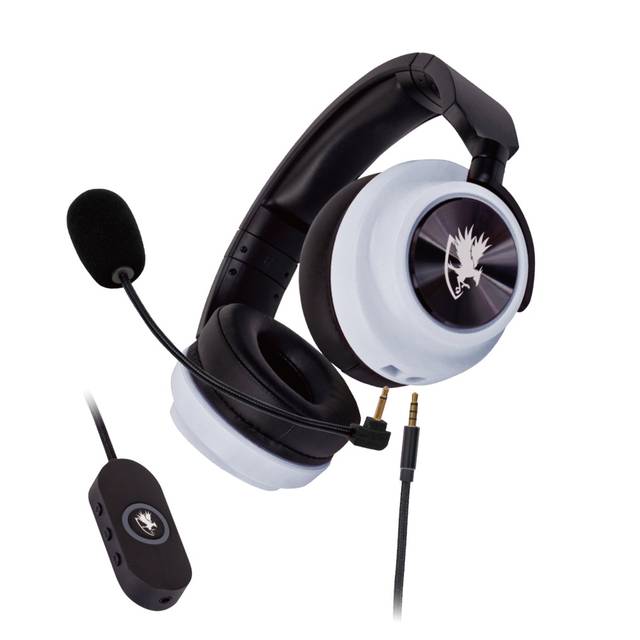 Digifast Op7-W Orpheus White Gaming Headset, Noise-Canceling Adjustable Microphone, Remote Vol/Mic Control, Plug & Play, 50 Mm Driver