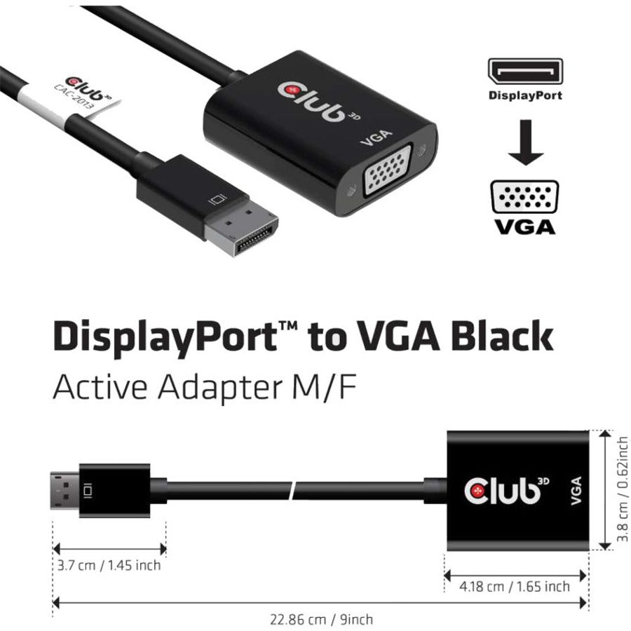 Displayport Port 1.2 Male Vga,Female Adapter Black