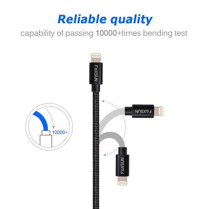 Foxsun Am001019 Iphone Charging Cable 3.3 Ft/1M Nylon Braided Lightning Cable For Iphone
