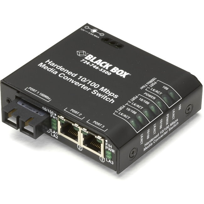 Hardened Media Converter Switch,10-/100-Mbps Copper To 100-Mbps Fi
