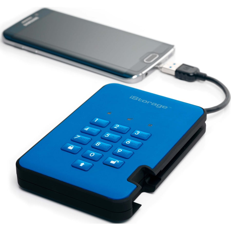 Istorage Diskashur2 1 Tb Portable Rugged Hard Drive - 2.5" External - Ocean Blue - Taa Compliant