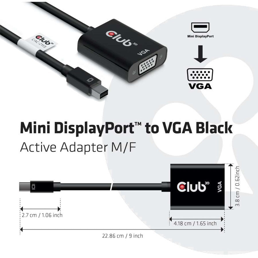Mini Displayport Port 1.2 Male,Vga Female Adapter Black