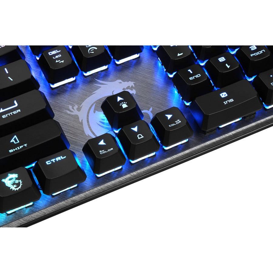 Msi Uk Vigor Gk50 Elite Mechanical Gaming Keyboard 'Uk-Layout, Kailh Box-White Switches, Per Key Rgb Light Led Backlit, Tactile, Floating Key Design, Water Resistant, Center'