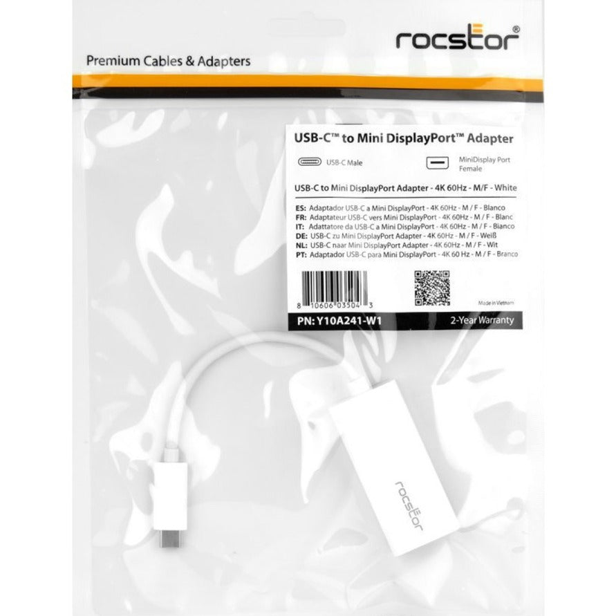Rocstor Usb C To Mini Displayport Adapter - Usb C To Mdp Adapter - 4K 60Hz