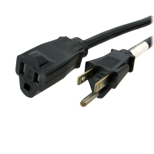 Startech.Com 20Ft (6M) Power Extension Cord, Nema 5-15R To Nema 5-15P Black Extension Cord, 13A