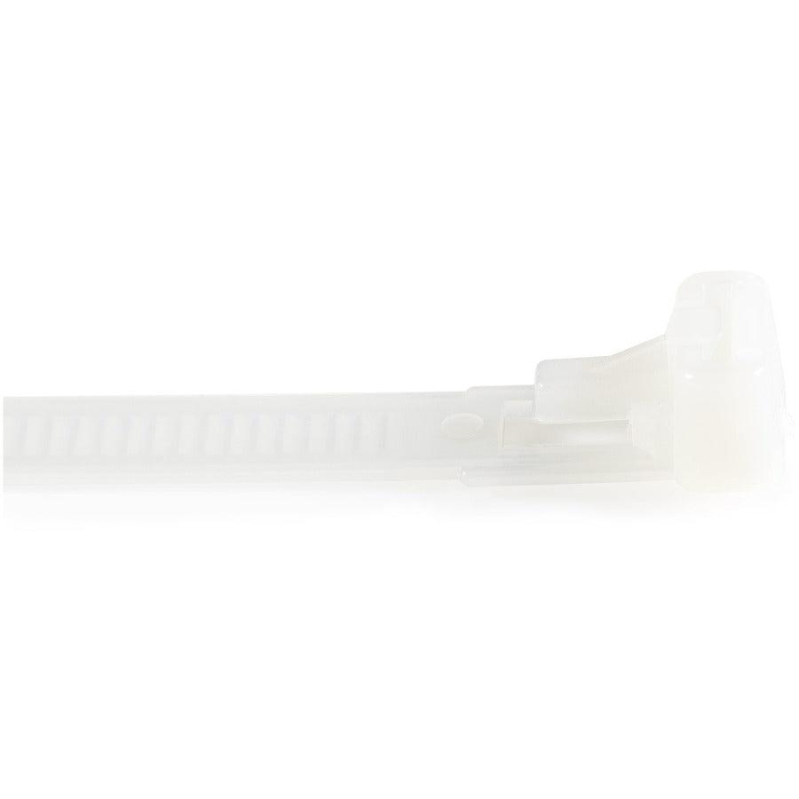 Startech.Com 100 Pack 10" Reusable Cable Ties - White Releasable Nylon/Plastic Zip Tie -