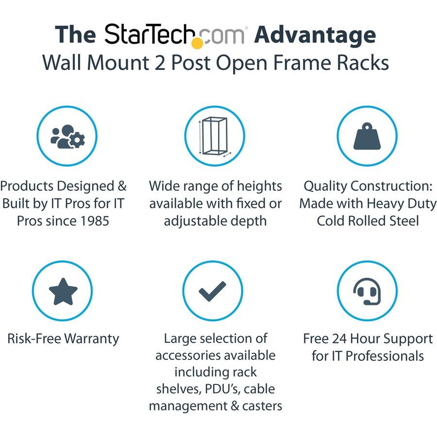 Startech.Com 12U 19" Wall Mount Network Rack - 12" Deep 2 Post Open Frame Server Room Rack For