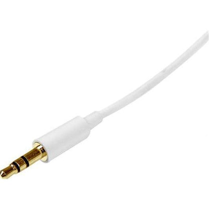 Startech.Com 1M White Slim 3.5Mm Stereo Audio Cable - Male To Male