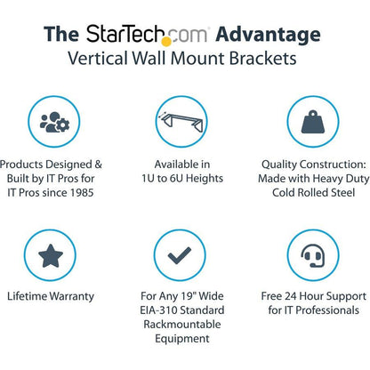 Startech.Com 1U 19In Steel Vertical Wall Mount Equipment Rack Bracket