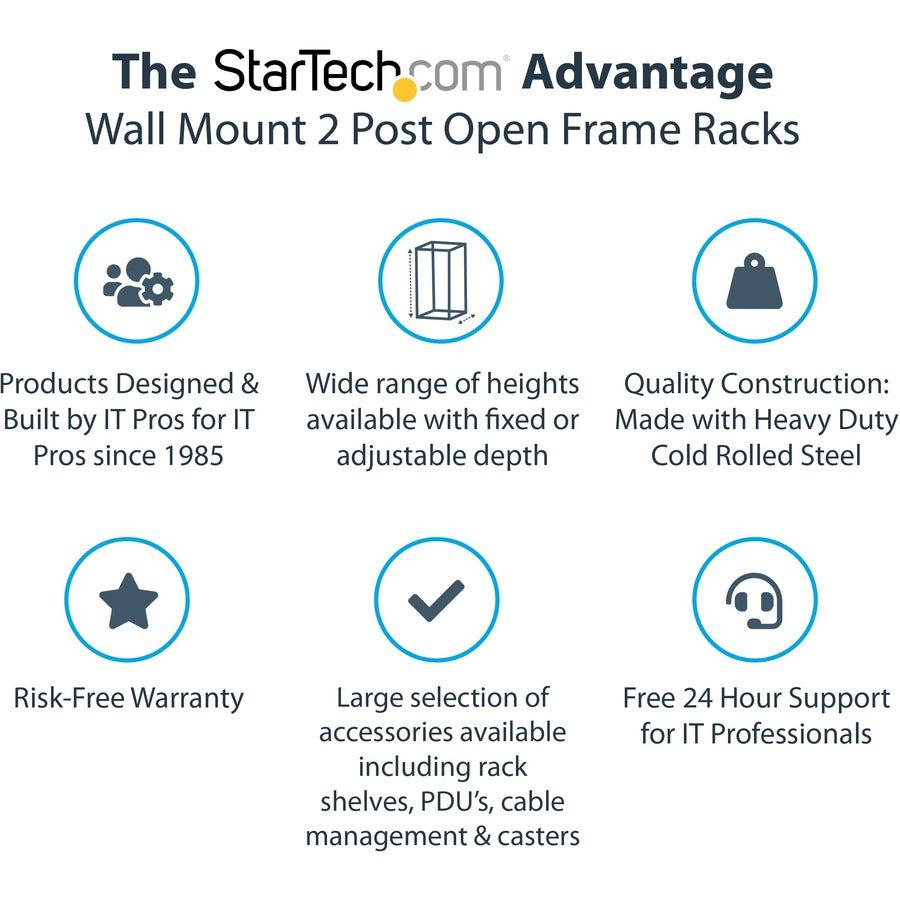 Startech.Com 24U 19" Wall Mount Network Rack - Adjustable Depth 12-20" 2 Post Open Frame Server Room
