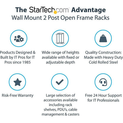 Startech.Com 24U 19" Wall Mount Network Rack - Adjustable Depth 12-20" 2 Post Open Frame Server Room