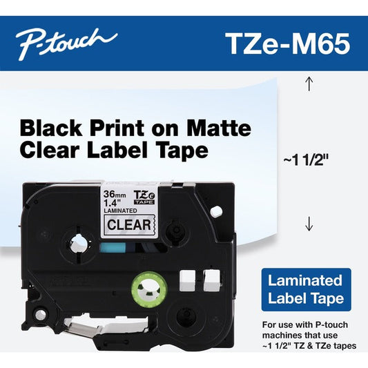 Tzem65 White On Matte Clear,Label Tape-1.4 Wide