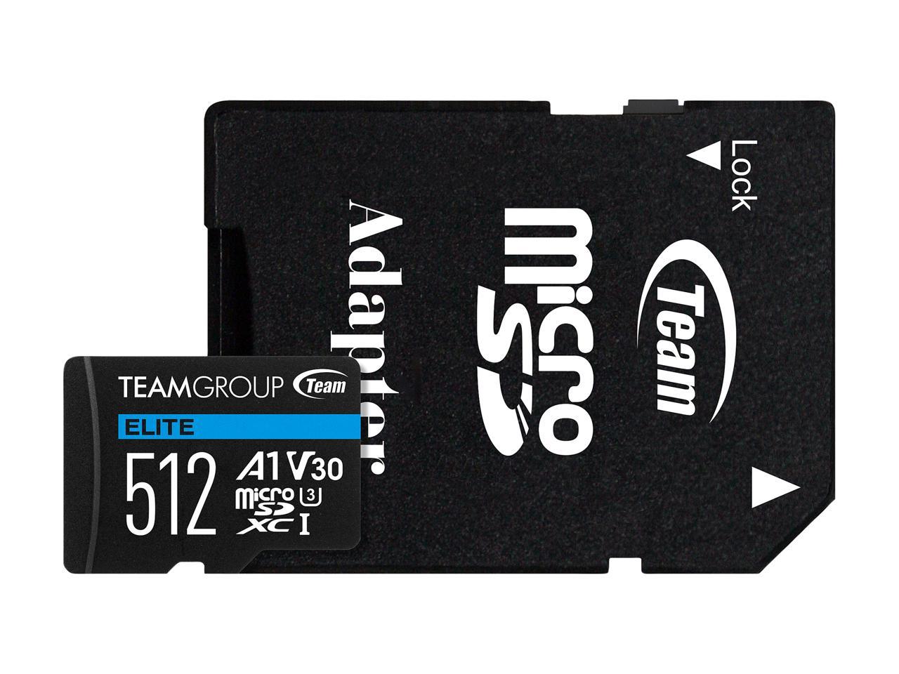 Team 256Gb Elite Microsdxc Uhs-I U3, V30, A1, 4K Uhd Memory Card With Sd Adapter, Speed Up To 90Mb/S (Teausdx256Giv30A103)