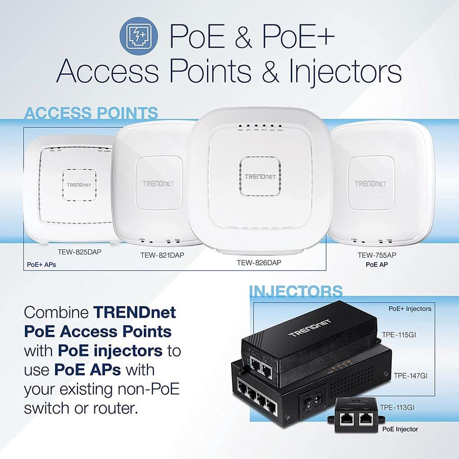 Trendnet Tew-826Dap Wireless Access Point 867 Mbit/S White Power Over Ethernet (Poe)