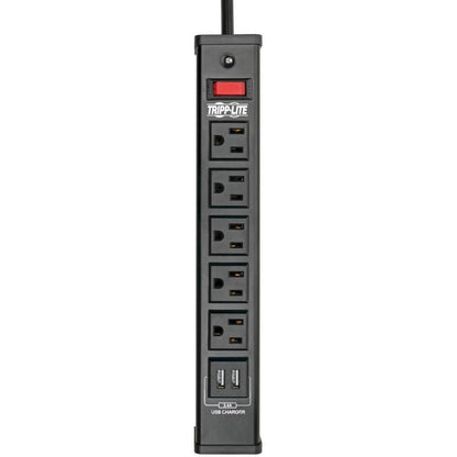 Tripp Lite 5-Outlet Surge Protector With 2 Usb Ports (3.4A Shared) - 6 Ft. Cord, 450 Joules, Metal Housing