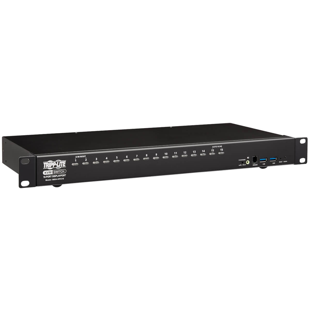 Tripp Lite B024-Dpu16 16-Port Displayport/Usb Kvm Switch With Audio/Video And Usb Peripheral Sharing, 4K 60 Hz, 1U Rack-Mount