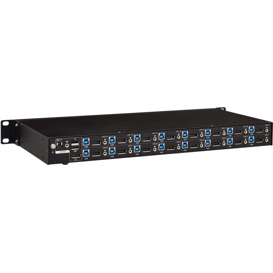 Tripp Lite B024-Dpu16 16-Port Displayport/Usb Kvm Switch With Audio/Video And Usb Peripheral Sharing, 4K 60 Hz, 1U Rack-Mount