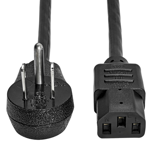 Tripp Lite Computer Power Cord, Right Angle Nema 5-15P To C13 - Heavy Duty, 15A, 125V, 14 Awg, 10 Ft., Black