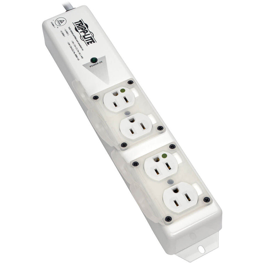 Tripp Lite For Patient-Care Vicinity–Ul 60601-1 Medical-Grade Power Strip; 4 15A Hospital-Grade Outlets, Safety Covers, 6 Ft. Cord