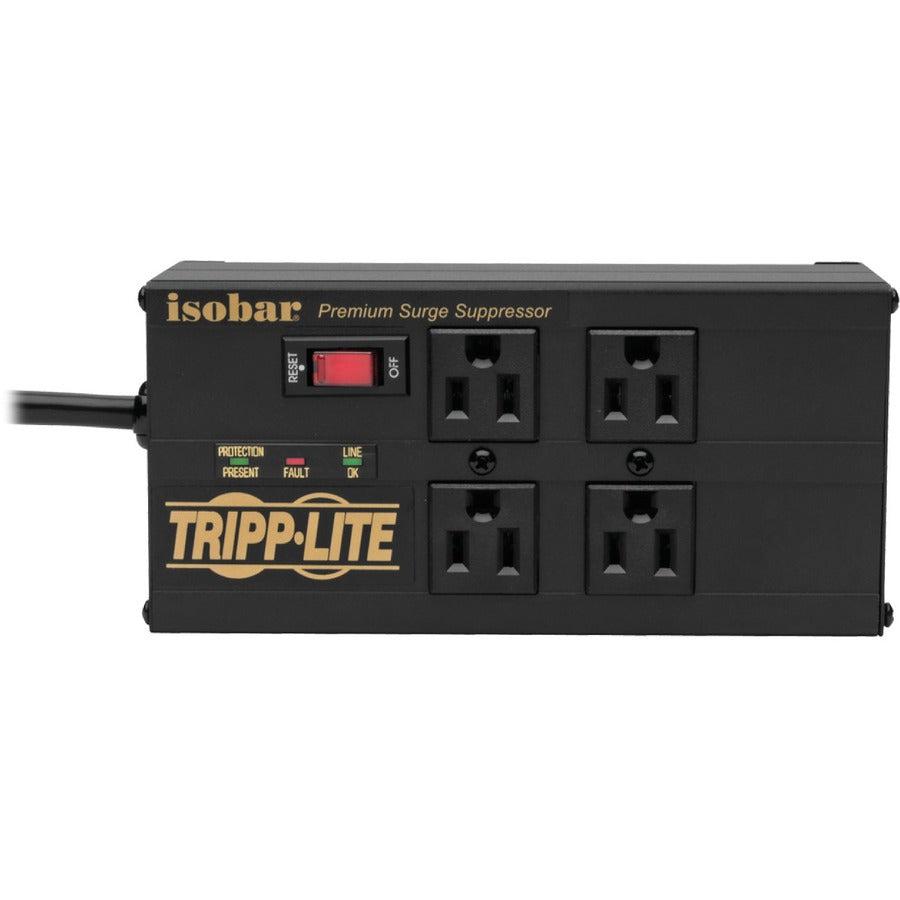 Tripp Lite Isobar 4-Outlet Surge Protector - 8 Ft. Cord, Right-Angle Plug, 3330 Joules, 2 Usb Ports, Metal Housing