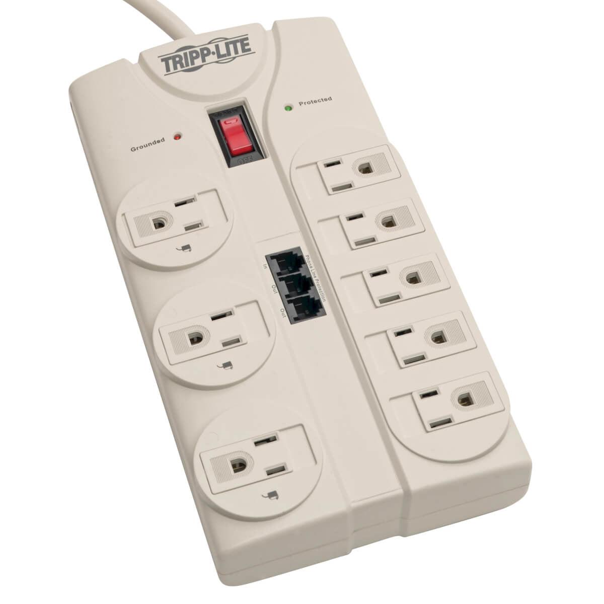 Tripp Lite Protect It! 8-Outlet Computer Surge Protector, 8-Ft. Cord, 2160 Joules, Tel/Modem/Fax Protection