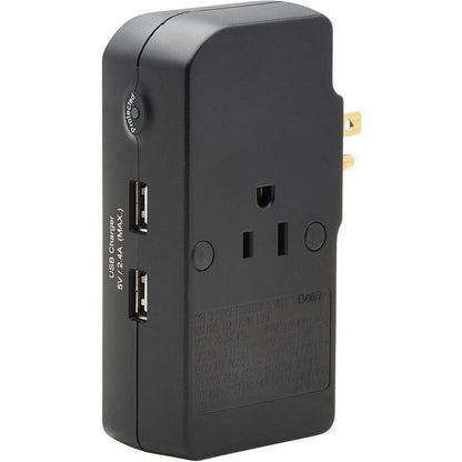 Tripp Lite Safe-It 3-Outlet Surge Protector - 2 Usb Ports, 5-15P Direct Plug-In, 1050 Joules, Antimicrobial Protection, Black