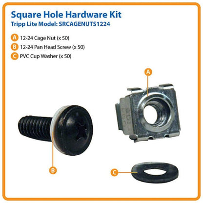Tripp Lite Srcagenuts1224 Smartrack Square Hole Hardware Kit With 50 Pcs 12-24 Screws And Washers