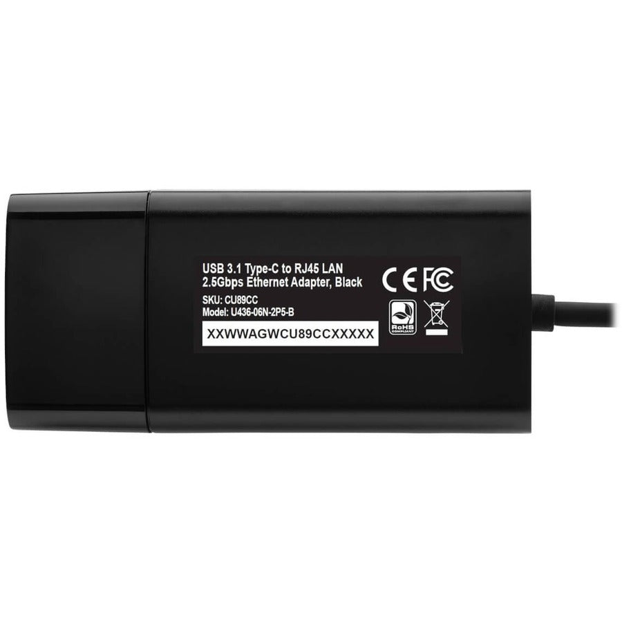 Tripp Lite U436-06N-2P5-B Usb-C To Rj45 Gigabit Ethernet Network Adapter (M/F) - Usb 3.1 Gen 1, 2.5 Gbps Ethernet, Black