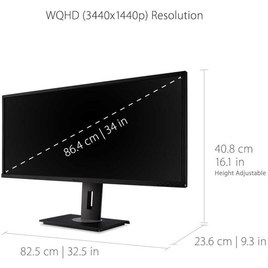 Viewsonic Vg Series Vg3448 Led Display 86.6 Cm (34.1") 3440 X 1440 Pixels Ultrawide Quad Hd Black